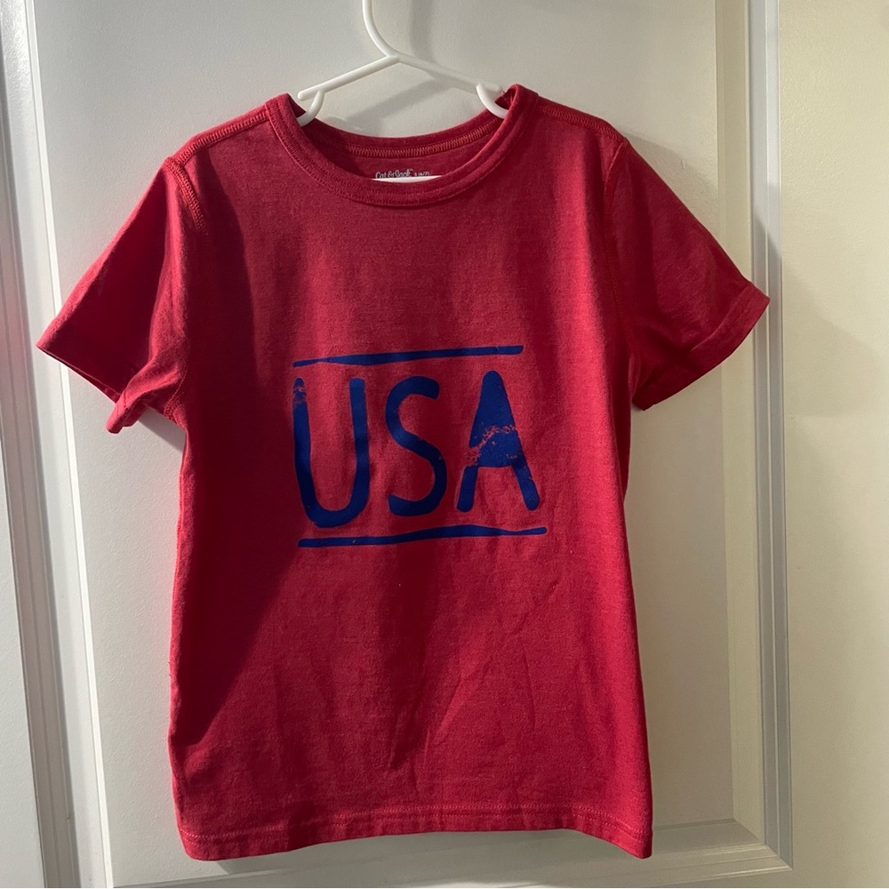Cat & Jack Red Tee with Blue USA Graphic